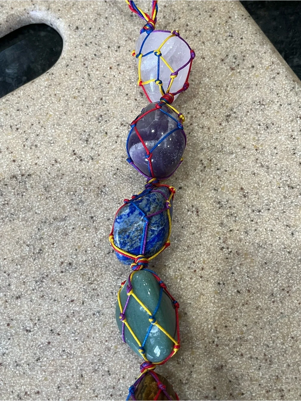 Handcrafted Multicolor Chakra Stone Pendant Necklace Crystal hanging car window